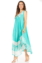 Sakkas Batik Flower Caftan Tank Dress / Cover Up dresses La Vie Bien Sakkas Batik Flower Caftan Tank Dress / Cover Up