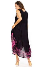 Sakkas Batik Flower Caftan Tank Dress / Cover Up dresses La Vie Bien Sakkas Batik Flower Caftan Tank Dress / Cover Up