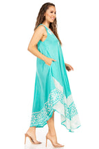 Sakkas Batik Flower Caftan Tank Dress / Cover Up dresses La Vie Bien Sakkas Batik Flower Caftan Tank Dress / Cover Up