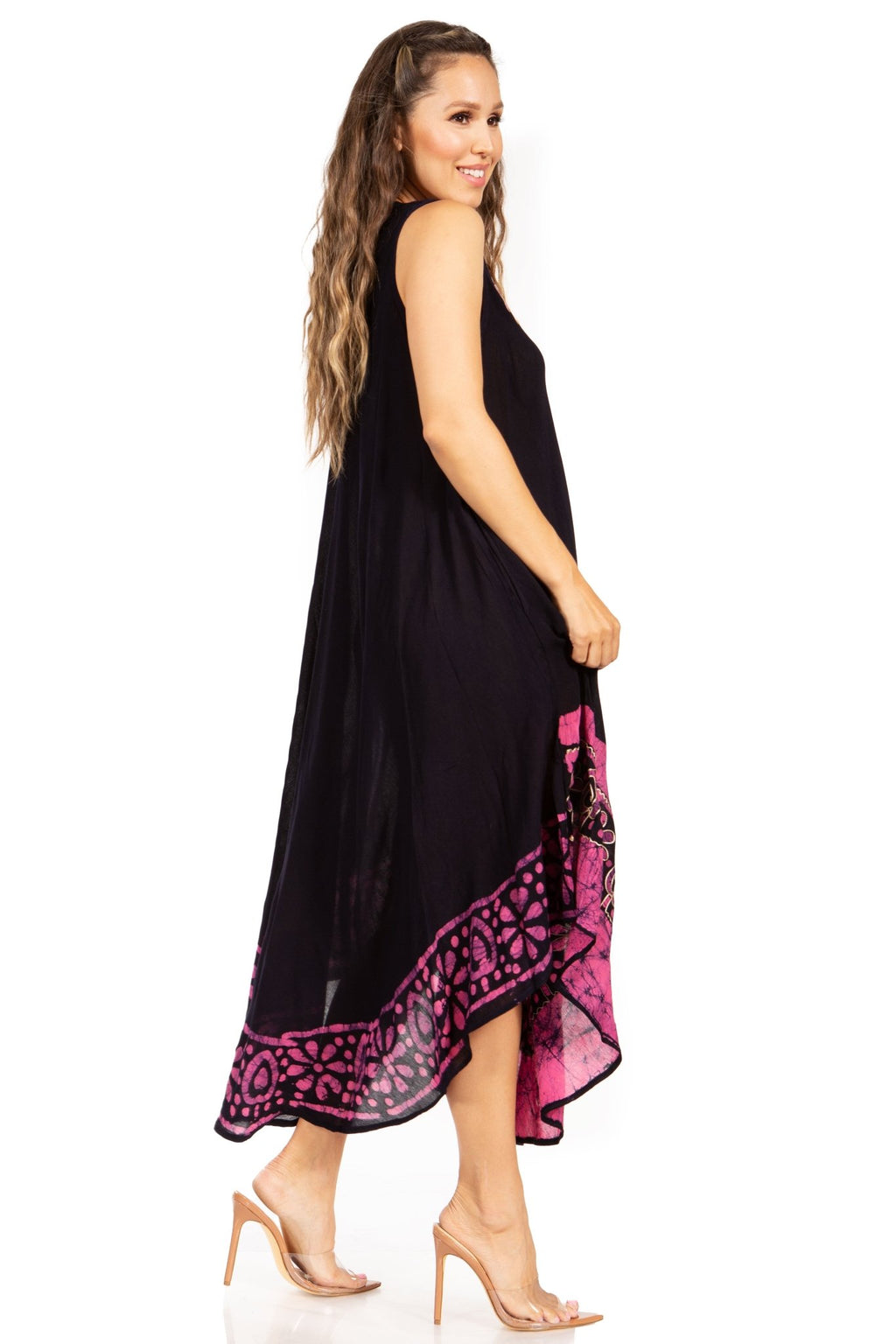 Sakkas Batik Flower Caftan Tank Dress / Cover Up dresses La Vie Bien Sakkas Batik Flower Caftan Tank Dress / Cover Up