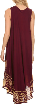 Sakkas Batik Flower Caftan Tank Dress / Cover Up dresses La Vie Bien Sakkas Batik Flower Caftan Tank Dress / Cover Up