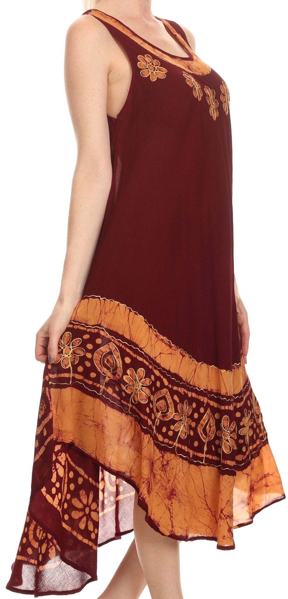 Sakkas Batik Flower Caftan Tank Dress / Cover Up dresses La Vie Bien Sakkas Batik Flower Caftan Tank Dress / Cover Up