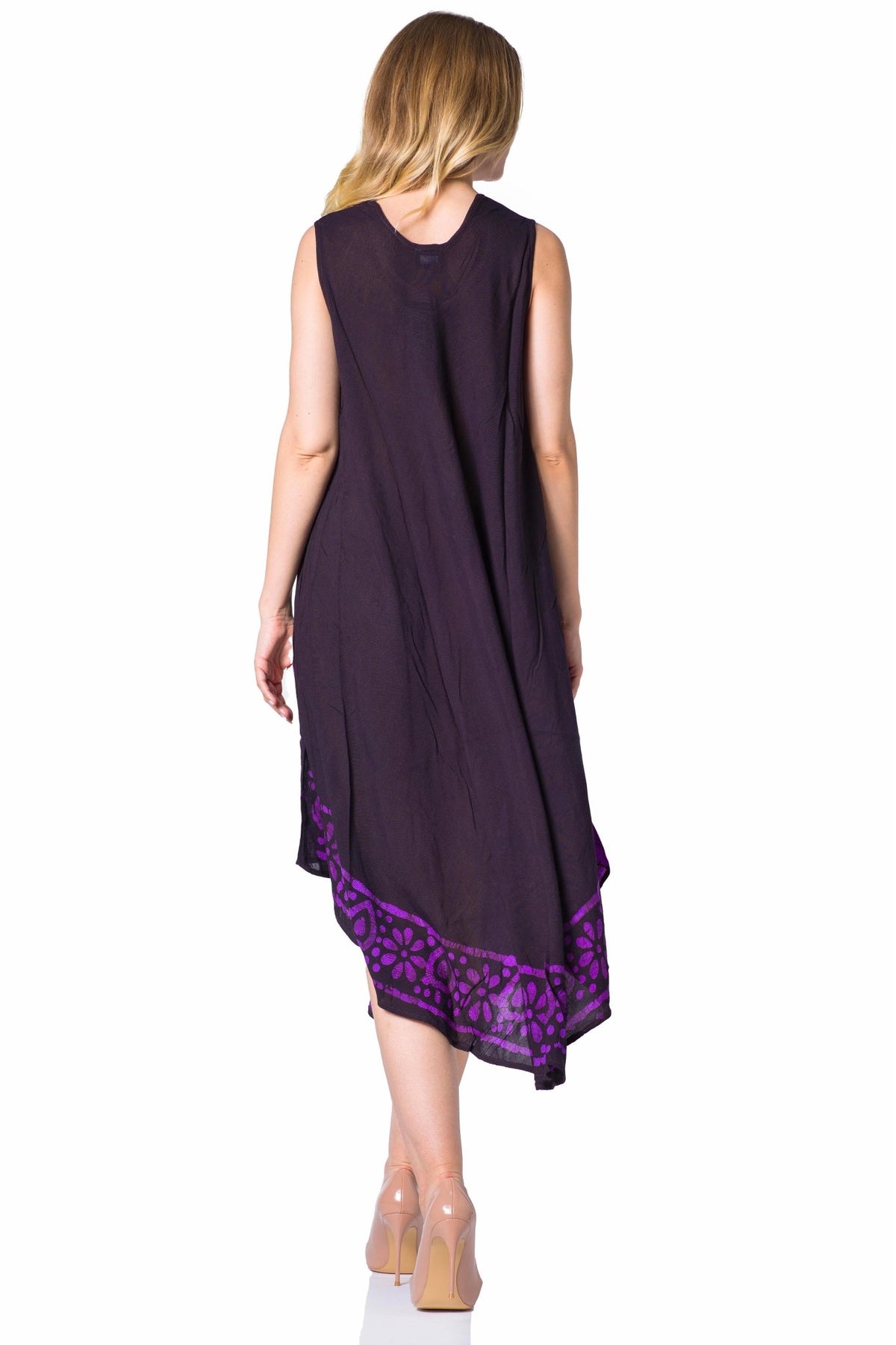 Sakkas Batik Flower Caftan Tank Dress / Cover Up dresses La Vie Bien Sakkas Batik Flower Caftan Tank Dress / Cover Up