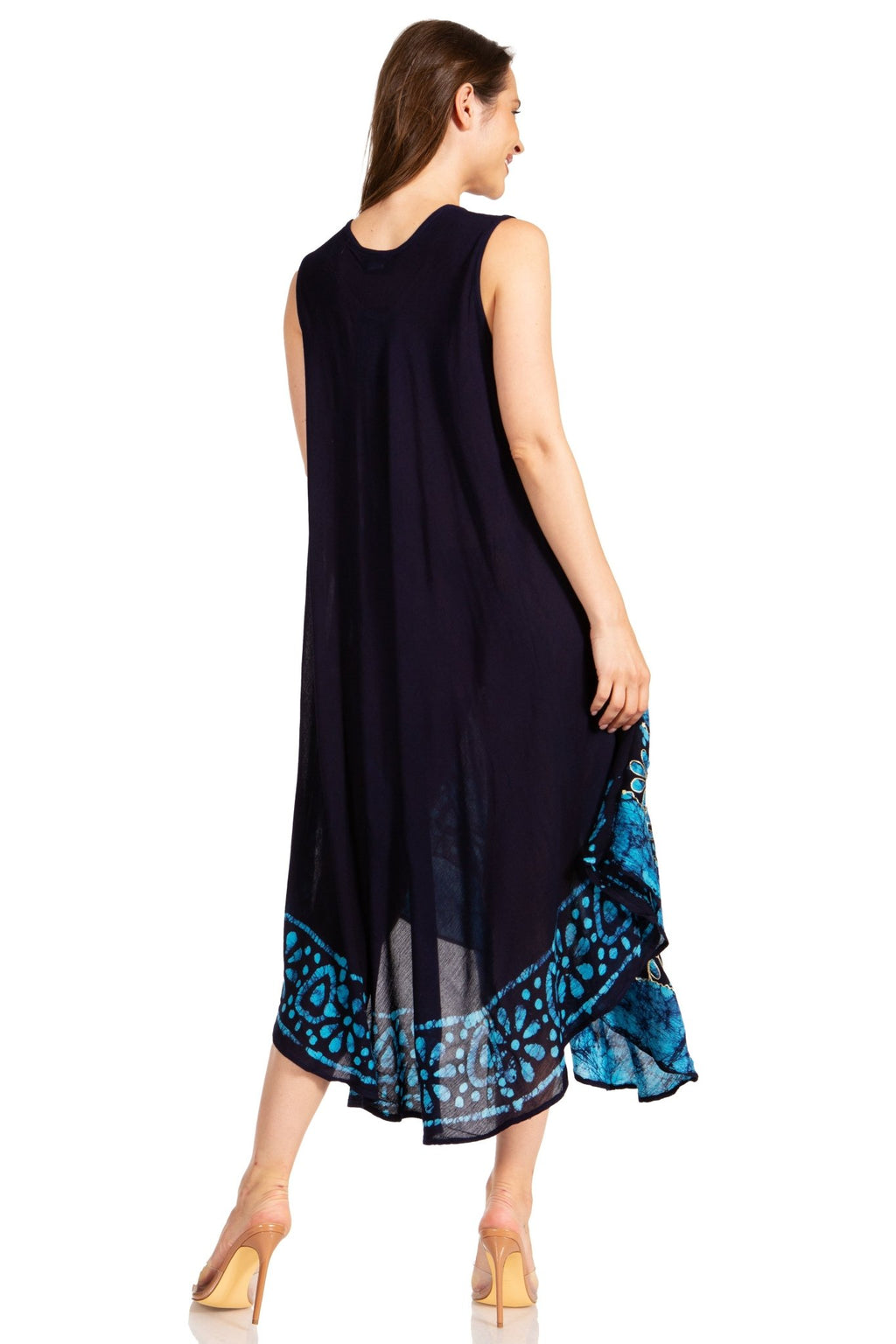 Sakkas Batik Flower Caftan Tank Dress / Cover Up dresses La Vie Bien Sakkas Batik Flower Caftan Tank Dress / Cover Up