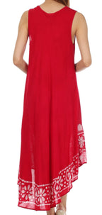Sakkas Batik Flower Caftan Tank Dress / Cover Up dresses La Vie Bien Sakkas Batik Flower Caftan Tank Dress / Cover Up