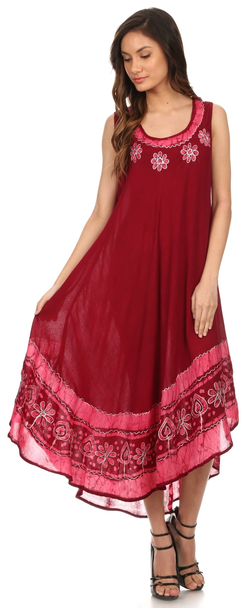 Sakkas Batik Flower Caftan Tank Dress / Cover Up dresses La Vie Bien Sakkas Batik Flower Caftan Tank Dress / Cover Up