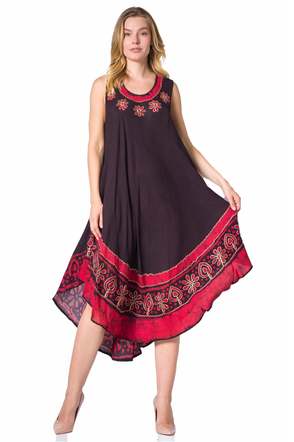 Sakkas Batik Flower Caftan Tank Dress / Cover Up dresses La Vie Bien Sakkas Batik Flower Caftan Tank Dress / Cover Up