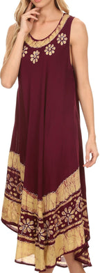 Sakkas Batik Flower Caftan Tank Dress / Cover Up dresses La Vie Bien Sakkas Batik Flower Caftan Tank Dress / Cover Up
