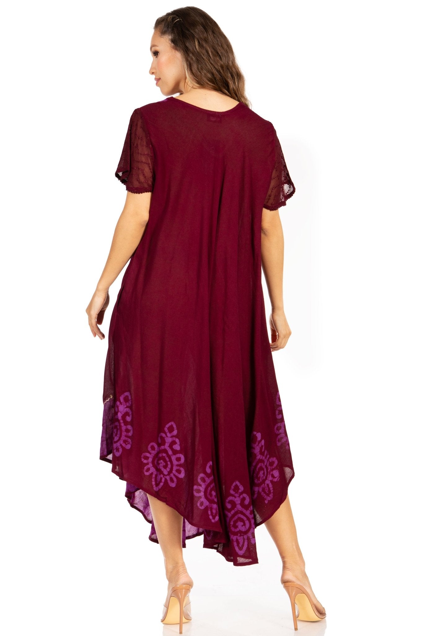 Sakkas Batik Hindi Cap Sleeve Caftan Dress / Cover Up dresses La Vie Bien Sakkas Batik Hindi Cap Sleeve Caftan Dress / Cover Up