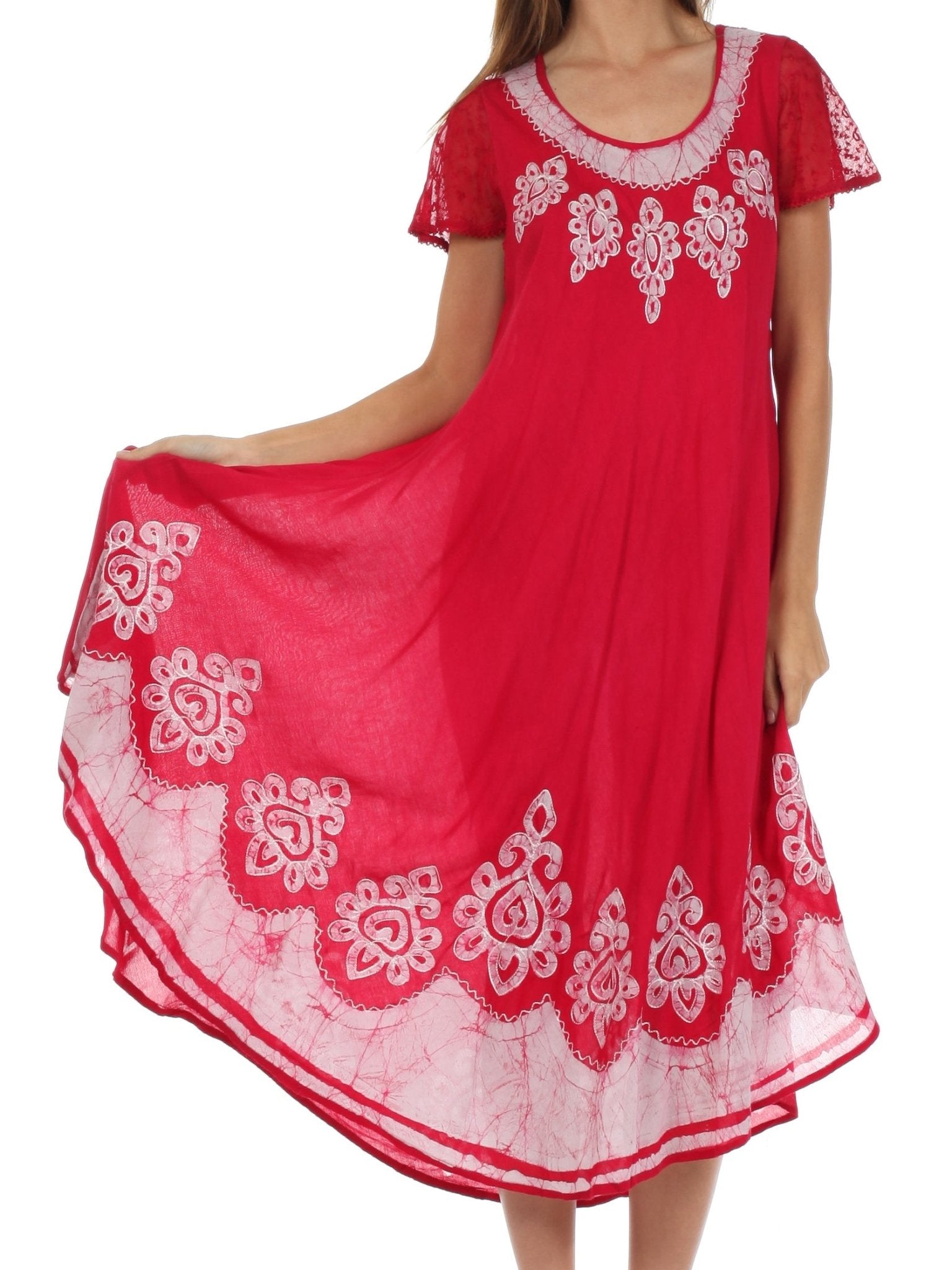 Sakkas Batik Hindi Cap Sleeve Caftan Dress / Cover Up dresses La Vie Bien Sakkas Batik Hindi Cap Sleeve Caftan Dress / Cover Up