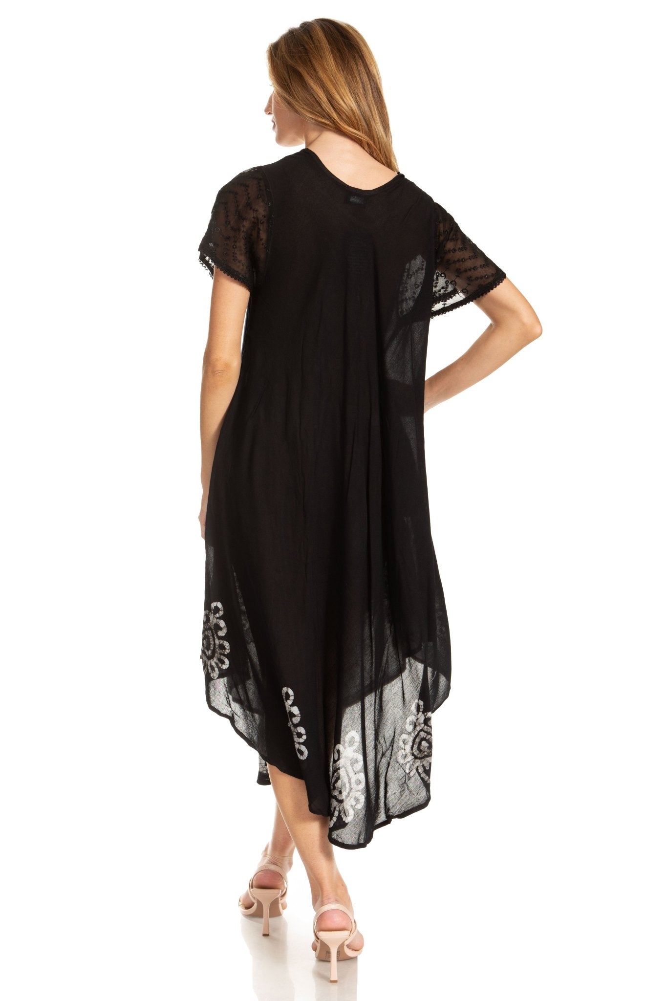 Sakkas Batik Hindi Cap Sleeve Caftan Dress / Cover Up dresses La Vie Bien Sakkas Batik Hindi Cap Sleeve Caftan Dress / Cover Up