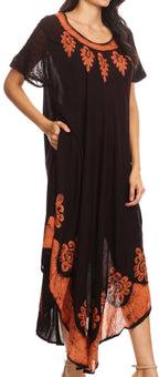 Sakkas Batik Hindi Cap Sleeve Caftan Dress / Cover Up dresses La Vie Bien Sakkas Batik Hindi Cap Sleeve Caftan Dress / Cover Up