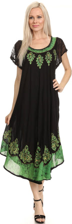 Sakkas Batik Hindi Cap Sleeve Caftan Dress / Cover Up dresses La Vie Bien Sakkas Batik Hindi Cap Sleeve Caftan Dress / Cover Up