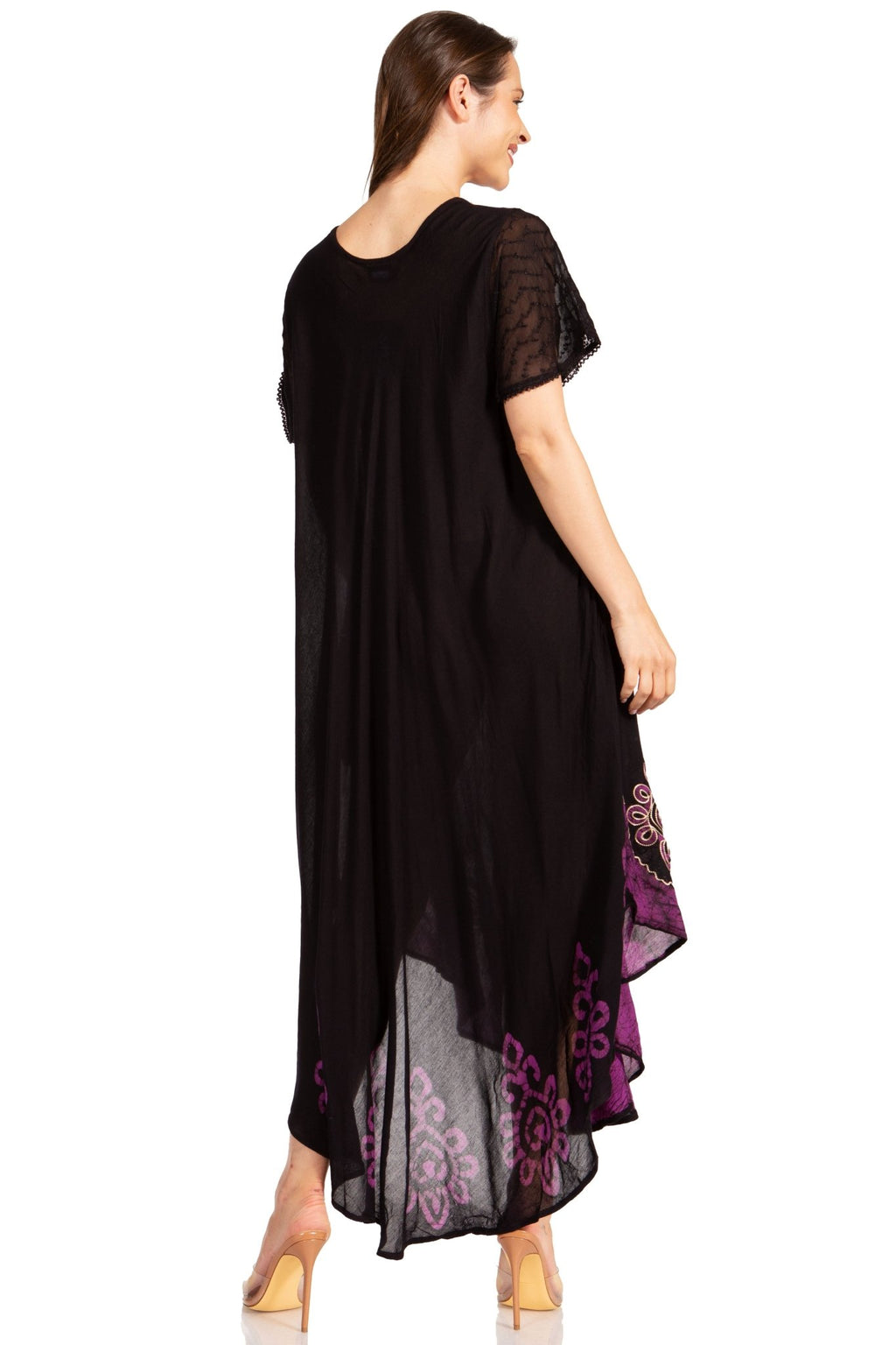 Sakkas Batik Hindi Cap Sleeve Caftan Dress / Cover Up dresses La Vie Bien Sakkas Batik Hindi Cap Sleeve Caftan Dress / Cover Up