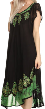 Sakkas Batik Hindi Cap Sleeve Caftan Dress / Cover Up dresses La Vie Bien Sakkas Batik Hindi Cap Sleeve Caftan Dress / Cover Up