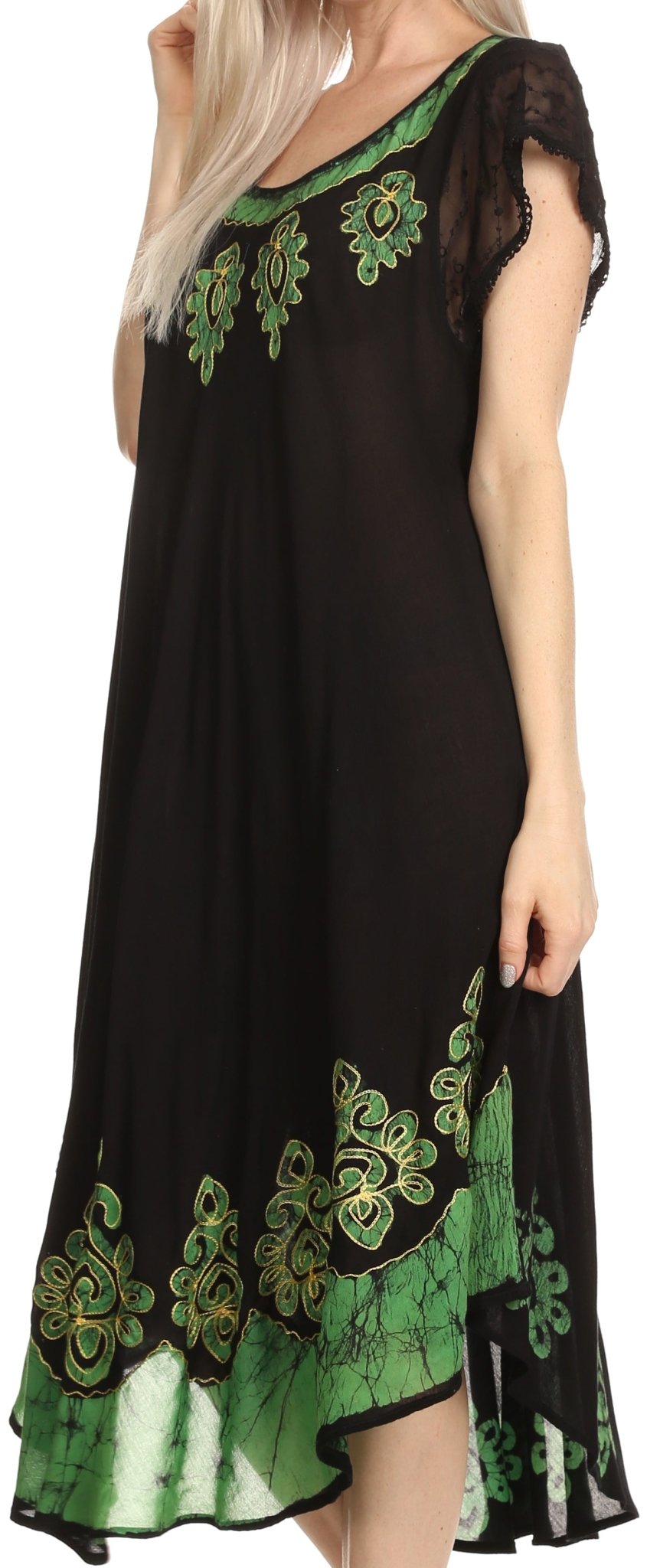 Sakkas Batik Hindi Cap Sleeve Caftan Dress / Cover Up dresses La Vie Bien Sakkas Batik Hindi Cap Sleeve Caftan Dress / Cover Up