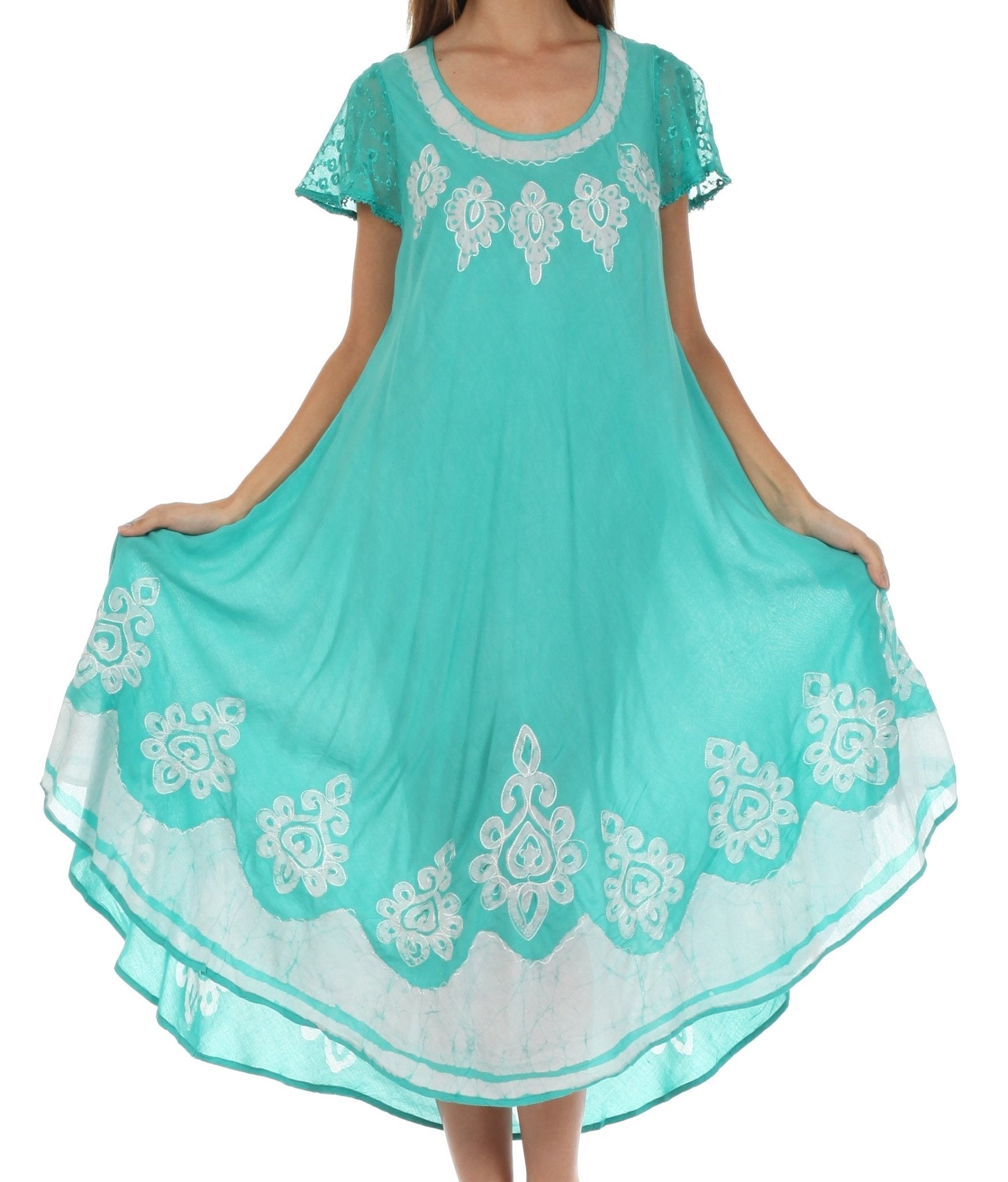 Sakkas Batik Hindi Cap Sleeve Caftan Dress / Cover Up dresses La Vie Bien Sakkas Batik Hindi Cap Sleeve Caftan Dress / Cover Up