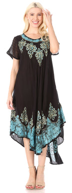 Sakkas Batik Hindi Cap Sleeve Caftan Dress / Cover Up dresses La Vie Bien Sakkas Batik Hindi Cap Sleeve Caftan Dress / Cover Up