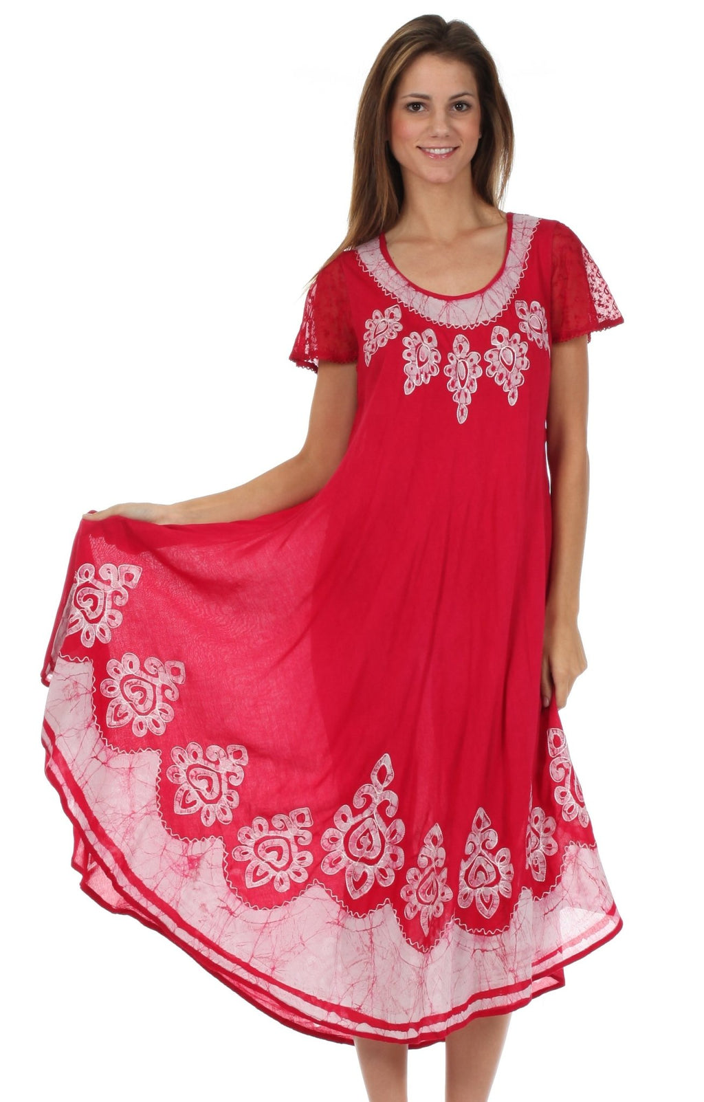 Sakkas Batik Hindi Cap Sleeve Caftan Dress / Cover Up dresses La Vie Bien Sakkas Batik Hindi Cap Sleeve Caftan Dress / Cover Up