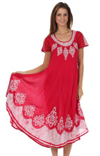 Sakkas Batik Hindi Cap Sleeve Caftan Dress / Cover Up dresses La Vie Bien Sakkas Batik Hindi Cap Sleeve Caftan Dress / Cover Up