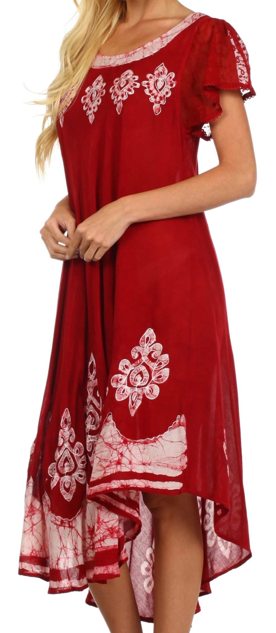 Sakkas Batik Hindi Cap Sleeve Caftan Dress / Cover Up dresses La Vie Bien Sakkas Batik Hindi Cap Sleeve Caftan Dress / Cover Up