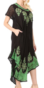 Sakkas Batik Hindi Cap Sleeve Caftan Dress / Cover Up dresses La Vie Bien Sakkas Batik Hindi Cap Sleeve Caftan Dress / Cover Up