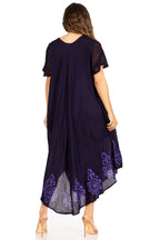 Sakkas Batik Hindi Cap Sleeve Caftan Dress / Cover Up dresses La Vie Bien Sakkas Batik Hindi Cap Sleeve Caftan Dress / Cover Up