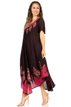Sakkas Batik Hindi Cap Sleeve Caftan Dress / Cover Up dresses La Vie Bien Sakkas Batik Hindi Cap Sleeve Caftan Dress / Cover Up