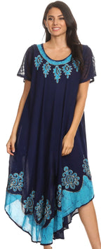 Sakkas Batik Hindi Cap Sleeve Caftan Dress / Cover Up dresses La Vie Bien Sakkas Batik Hindi Cap Sleeve Caftan Dress / Cover Up