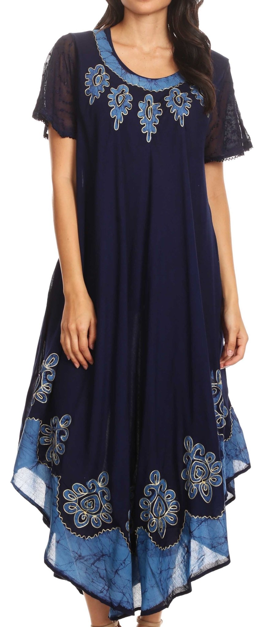 Sakkas Batik Hindi Cap Sleeve Caftan Dress / Cover Up dresses La Vie Bien Sakkas Batik Hindi Cap Sleeve Caftan Dress / Cover Up
