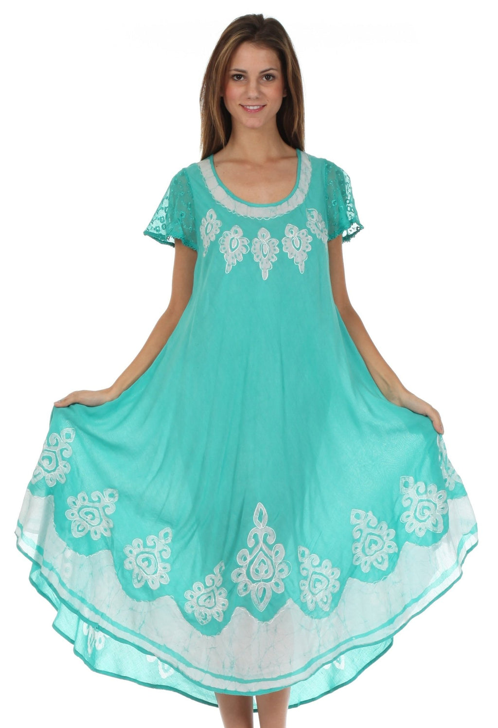 Sakkas Batik Hindi Cap Sleeve Caftan Dress / Cover Up dresses La Vie Bien Sakkas Batik Hindi Cap Sleeve Caftan Dress / Cover Up