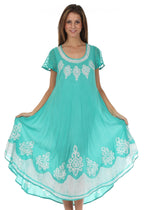 Sakkas Batik Hindi Cap Sleeve Caftan Dress / Cover Up dresses La Vie Bien Sakkas Batik Hindi Cap Sleeve Caftan Dress / Cover Up