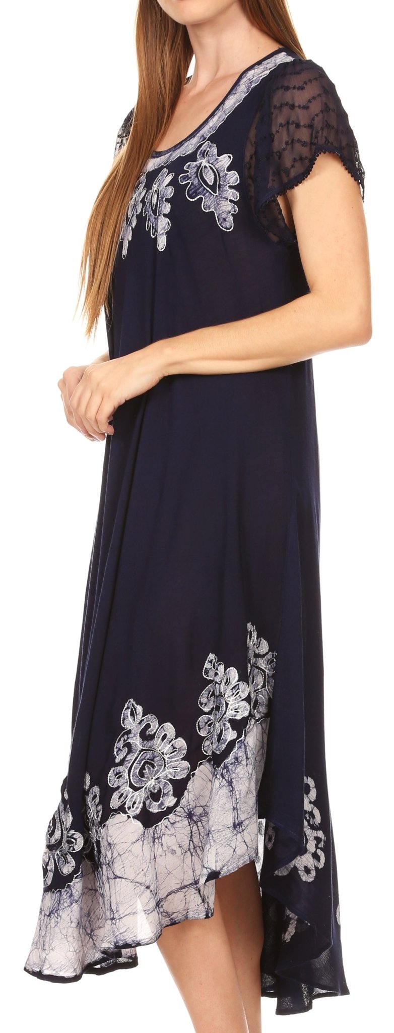 Sakkas Batik Hindi Cap Sleeve Caftan Dress / Cover Up dresses La Vie Bien Sakkas Batik Hindi Cap Sleeve Caftan Dress / Cover Up