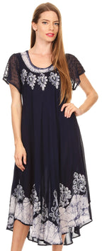 Sakkas Batik Hindi Cap Sleeve Caftan Dress / Cover Up dresses La Vie Bien Sakkas Batik Hindi Cap Sleeve Caftan Dress / Cover Up