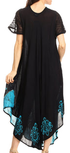 Sakkas Batik Hindi Cap Sleeve Caftan Dress / Cover Up dresses La Vie Bien Sakkas Batik Hindi Cap Sleeve Caftan Dress / Cover Up
