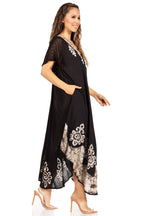 Sakkas Batik Hindi Cap Sleeve Caftan Dress / Cover Up dresses La Vie Bien Sakkas Batik Hindi Cap Sleeve Caftan Dress / Cover Up