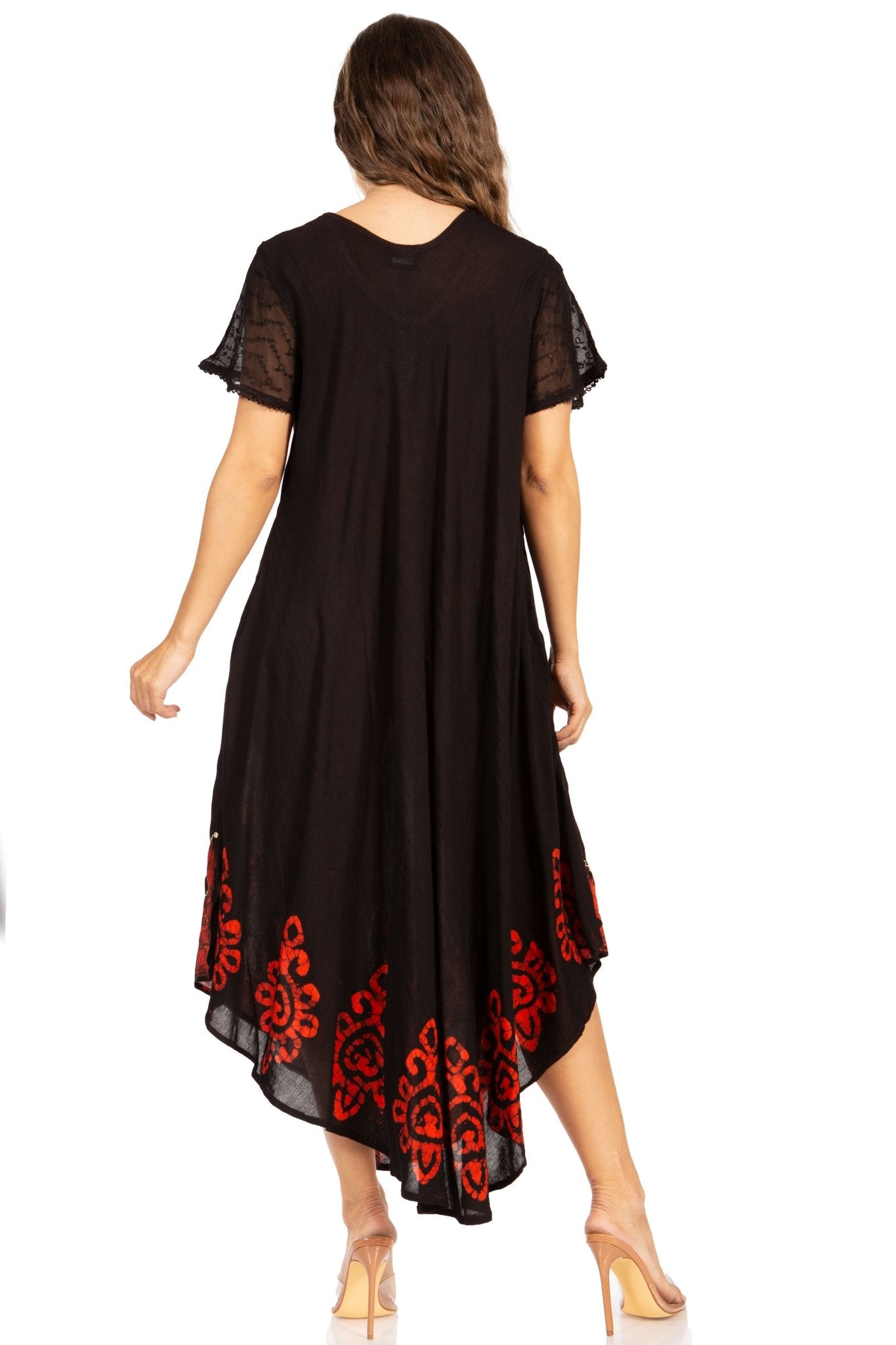 Sakkas Batik Hindi Cap Sleeve Caftan Dress / Cover Up dresses La Vie Bien Sakkas Batik Hindi Cap Sleeve Caftan Dress / Cover Up