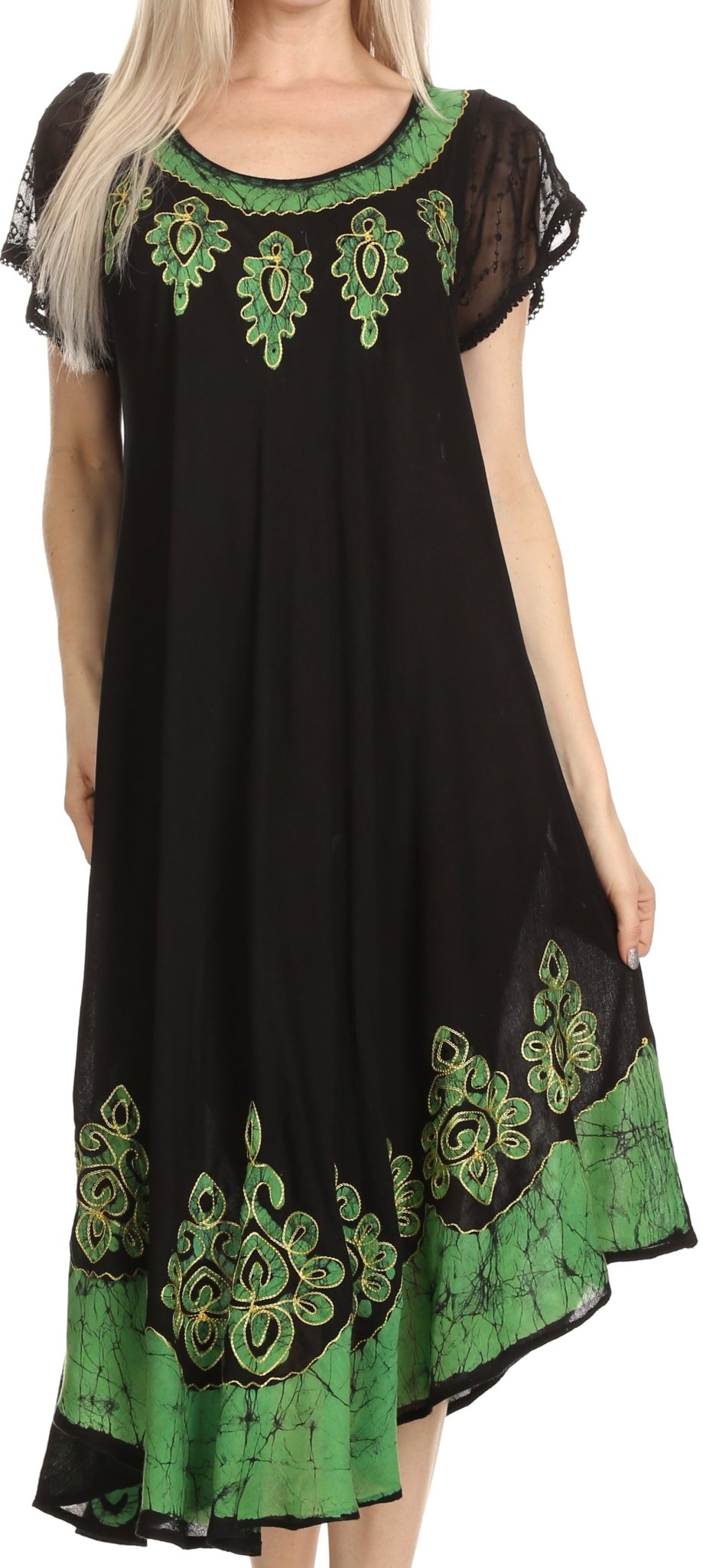 Sakkas Batik Hindi Cap Sleeve Caftan Dress / Cover Up dresses La Vie Bien Sakkas Batik Hindi Cap Sleeve Caftan Dress / Cover Up
