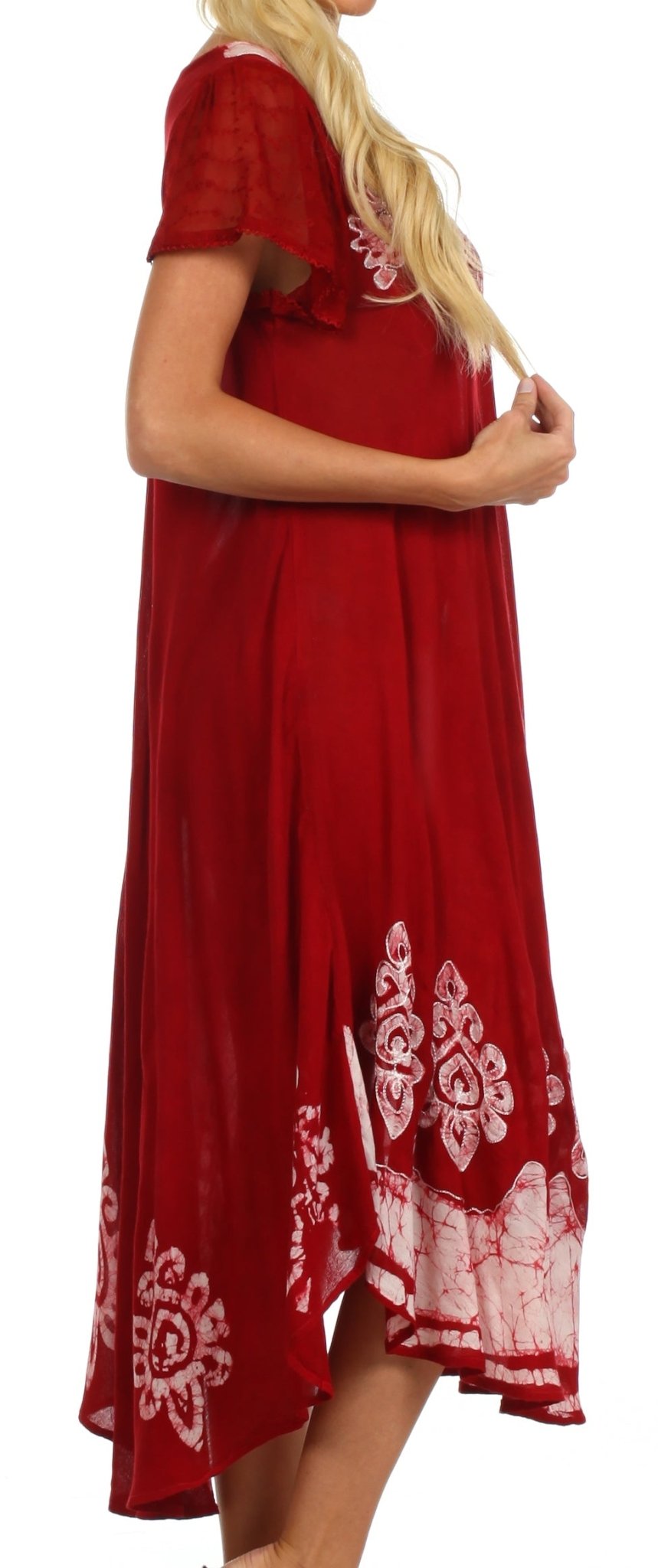 Sakkas Batik Hindi Cap Sleeve Caftan Dress / Cover Up dresses La Vie Bien Sakkas Batik Hindi Cap Sleeve Caftan Dress / Cover Up