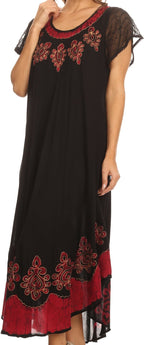 Sakkas Batik Hindi Cap Sleeve Caftan Dress / Cover Up dresses La Vie Bien Sakkas Batik Hindi Cap Sleeve Caftan Dress / Cover Up