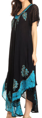 Sakkas Batik Hindi Cap Sleeve Caftan Dress / Cover Up dresses La Vie Bien Sakkas Batik Hindi Cap Sleeve Caftan Dress / Cover Up