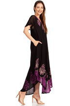 Sakkas Batik Hindi Cap Sleeve Caftan Dress / Cover Up dresses La Vie Bien Sakkas Batik Hindi Cap Sleeve Caftan Dress / Cover Up