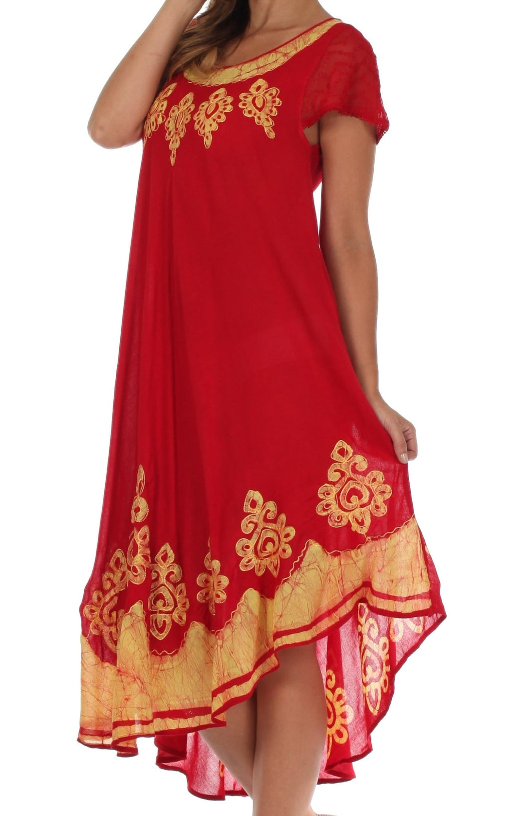 Sakkas Batik Hindi Cap Sleeve Caftan Dress / Cover Up dresses La Vie Bien Sakkas Batik Hindi Cap Sleeve Caftan Dress / Cover Up