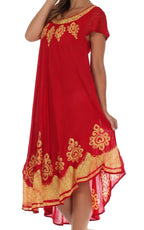 Sakkas Batik Hindi Cap Sleeve Caftan Dress / Cover Up dresses La Vie Bien Sakkas Batik Hindi Cap Sleeve Caftan Dress / Cover Up