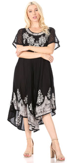 Sakkas Batik Hindi Cap Sleeve Caftan Dress / Cover Up dresses La Vie Bien Sakkas Batik Hindi Cap Sleeve Caftan Dress / Cover Up