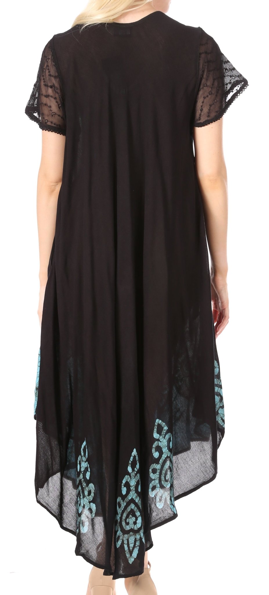 Sakkas Batik Hindi Cap Sleeve Caftan Dress / Cover Up dresses La Vie Bien Sakkas Batik Hindi Cap Sleeve Caftan Dress / Cover Up