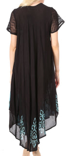Sakkas Batik Hindi Cap Sleeve Caftan Dress / Cover Up dresses La Vie Bien Sakkas Batik Hindi Cap Sleeve Caftan Dress / Cover Up