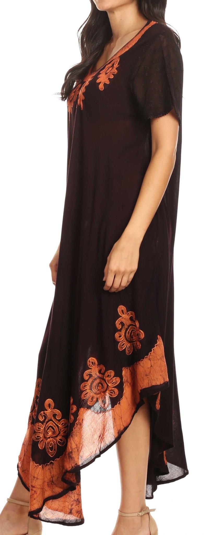 Sakkas Batik Hindi Cap Sleeve Caftan Dress / Cover Up dresses La Vie Bien Sakkas Batik Hindi Cap Sleeve Caftan Dress / Cover Up