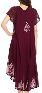 Sakkas Batik Hindi Cap Sleeve Caftan Dress / Cover Up dresses La Vie Bien Sakkas Batik Hindi Cap Sleeve Caftan Dress / Cover Up
