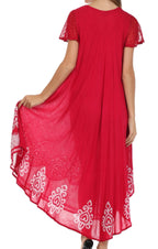 Sakkas Batik Hindi Cap Sleeve Caftan Dress / Cover Up dresses La Vie Bien Sakkas Batik Hindi Cap Sleeve Caftan Dress / Cover Up
